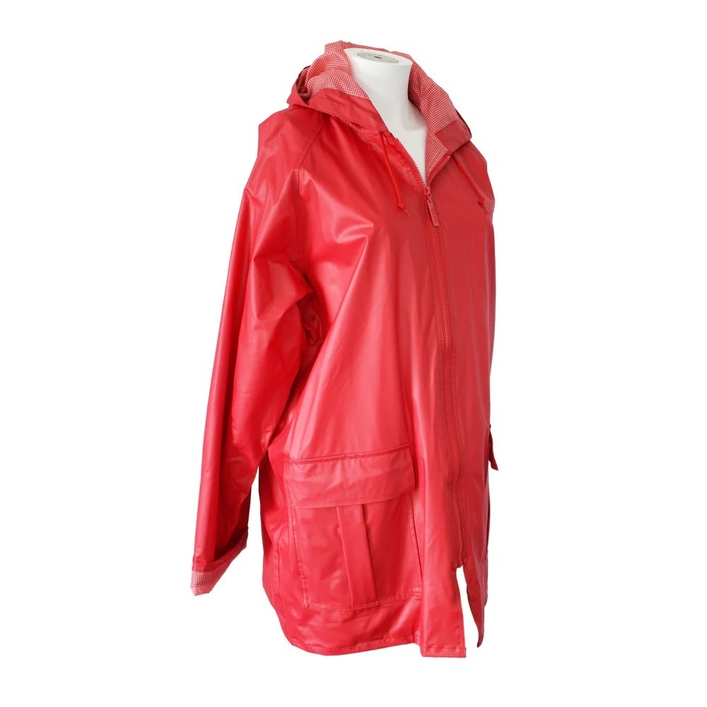 Red lined rain slicker raincoat from totes